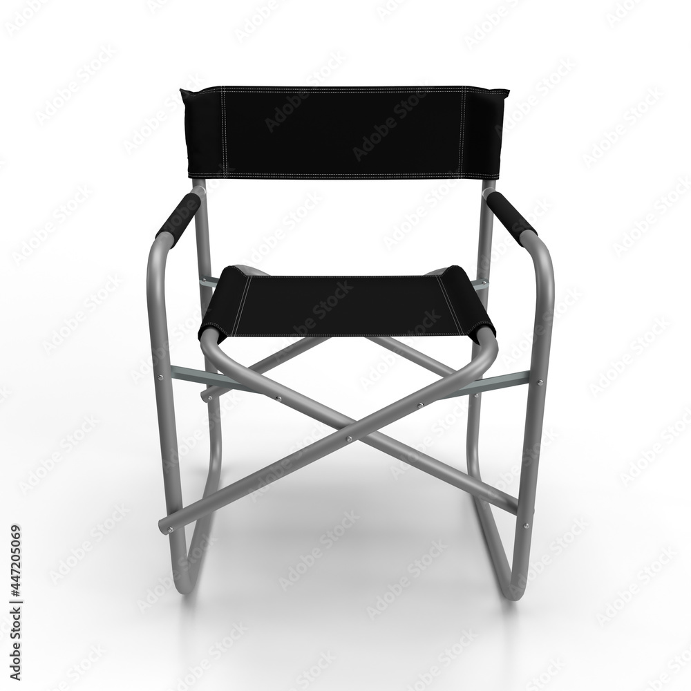 Directors Chair 3d render of an aluminum constructed folding directors