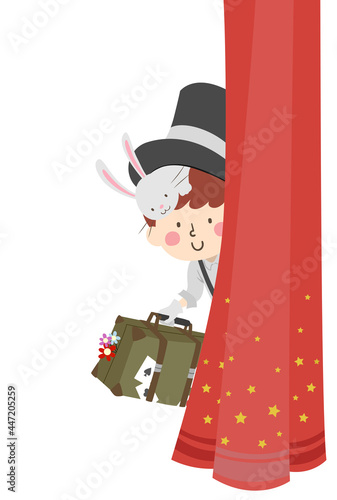 Boy Magician Curtain Rabbit...