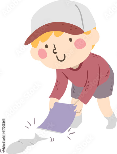 Kid Boy Playing Paper Fish ...