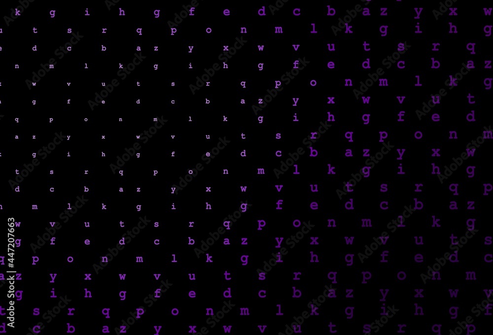 Dark purple vector template with isolated letters. Dark purple vector template with isolated letters.