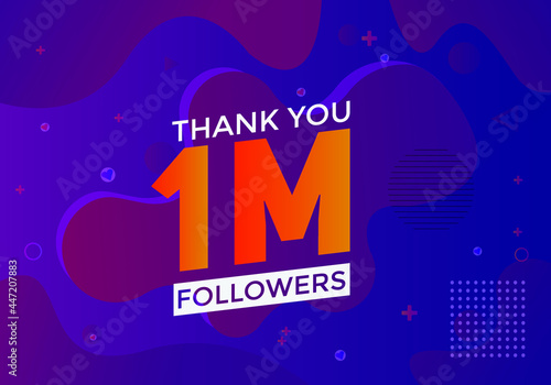 thank you 1m followers colorful banner. Thank you followers Banners, 1 milion followers, social midea banner followers