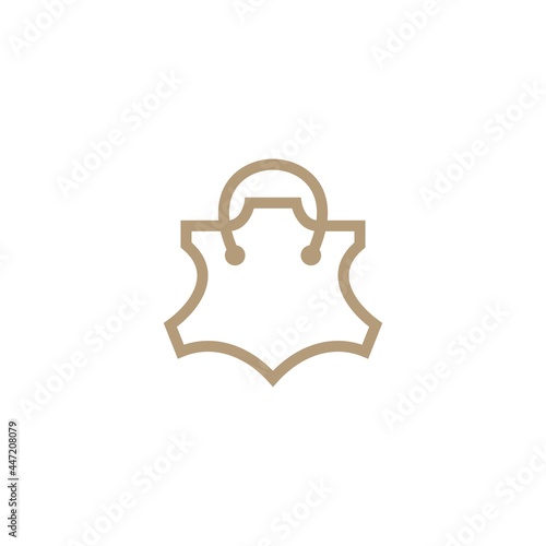 leather shop store shopping bag genuine logo vector icon illustration