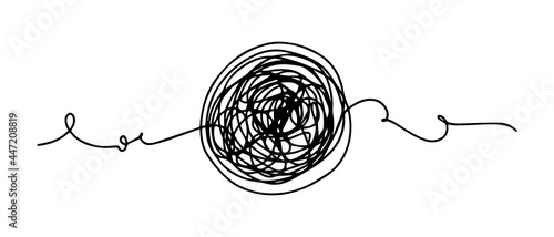hand drawn of tangle scrawl sketch.Abstract scribble, chaos doodle pattern. Vector illustration Isolated on white background
