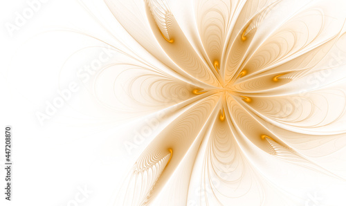 Abstract fractal golden beige flower on white background
