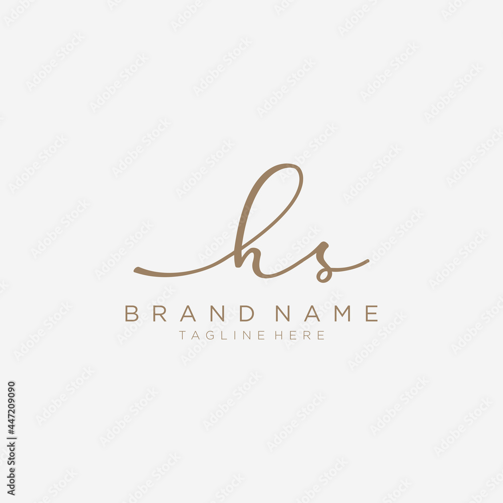 Letter HS gold Initial handwriting design logo template. Letter HS gold Initial handwriting design logo template.