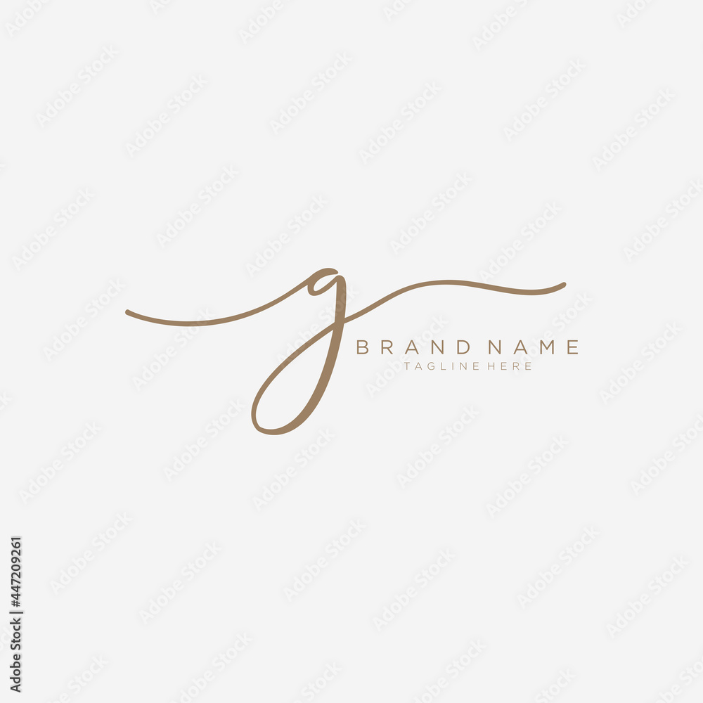 Letter G gold Initial handwriting design logo template. Letter G gold Initial handwriting design logo template.