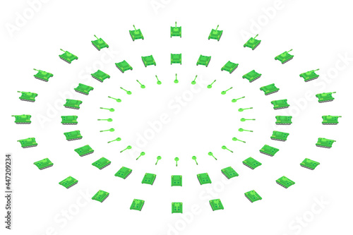 A set of 24 tanks from different angles. Tank and tank parts can be used for animation, turret can also rotate in isometric view. 