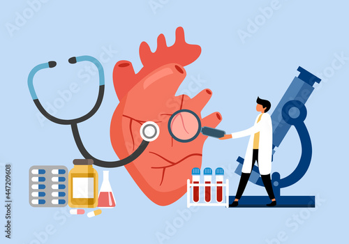 Heart attack, heart disease treatment concept. Human circulatory system. Cardiology clinic.