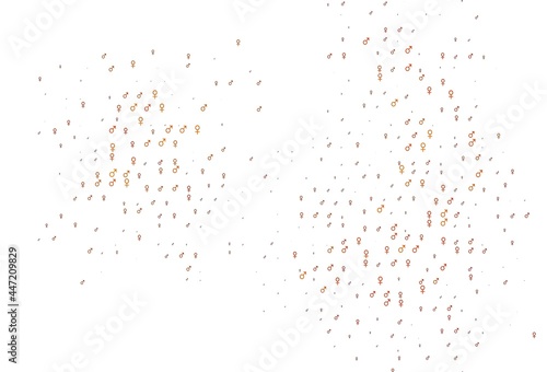 Light orange vector template with man, woman symbols.