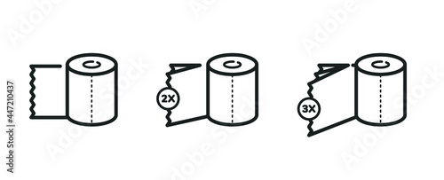 Toilet paper rolls icons with double and triple sheet