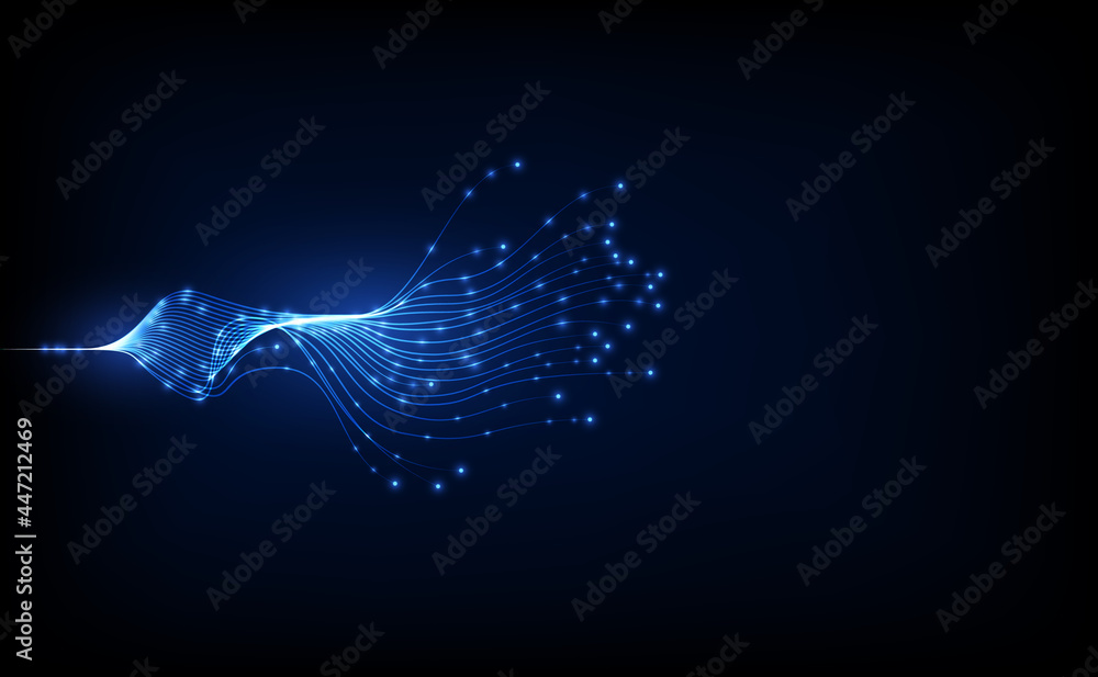 Naklejka premium Digital Data Communication Along Fiber Optics Cable, Network Connection of Information