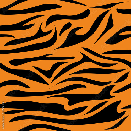 Seamless pattern with tiger color. Illustration with tiger stripes. Black stripes on an orange background.