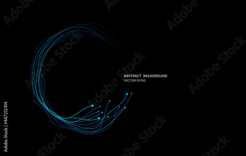 Block chain network circle ring movement line in blue light concept, vector illustration