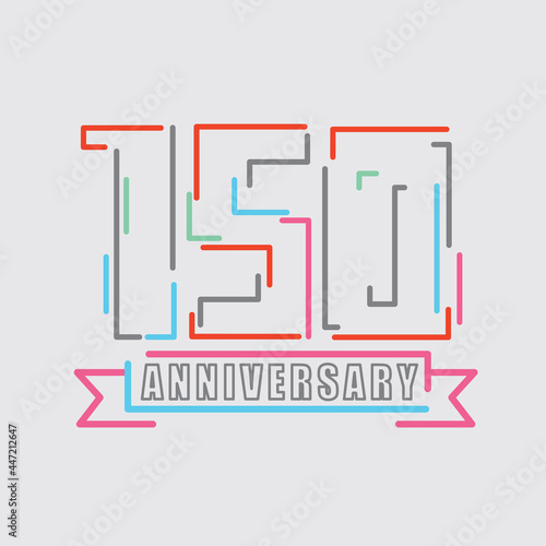 150th Years Anniversary Logo Birthday Celebration Abstract Design Vector Illustration.