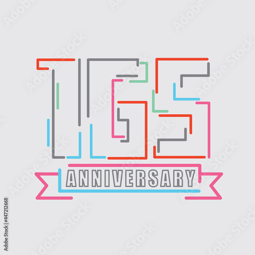 165th Years Anniversary Logo Birthday Celebration Abstract Design Vector Illustration.