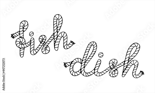 Fish dish, lettering with sea boat rope