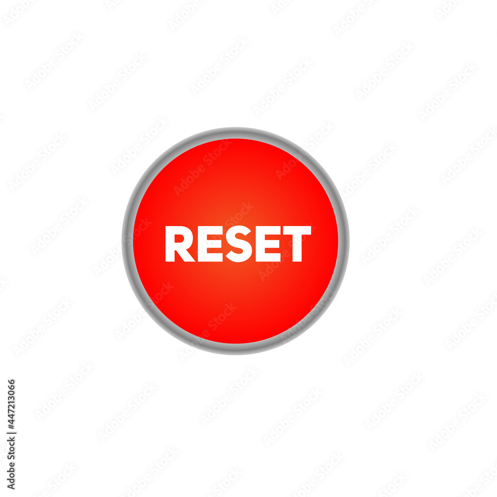 Red reset button isolated on white background Red reset button isolated on white background