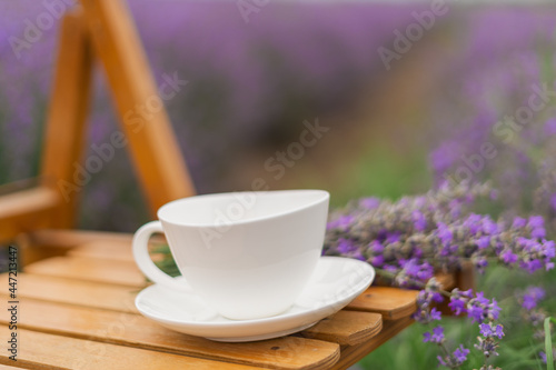 bouquet of lavender with a cup
