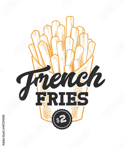 French Fries Retro Emblem