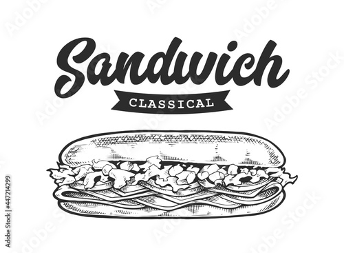 Sandwich Retro Emblem Black and White