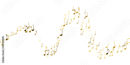 Seamless flying musical notes on white. Musical symbols for banner of festival, print design, melody recording, design back layers. Template musical notation symphony signs, notes for sound tune music