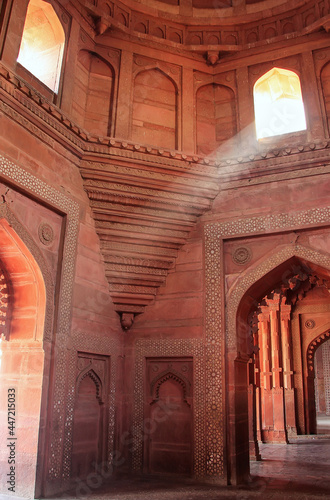 Interior of Jama Masjid with a beam of light coming through the window, Fatehpur Sikri, Uttar Pradesh, India