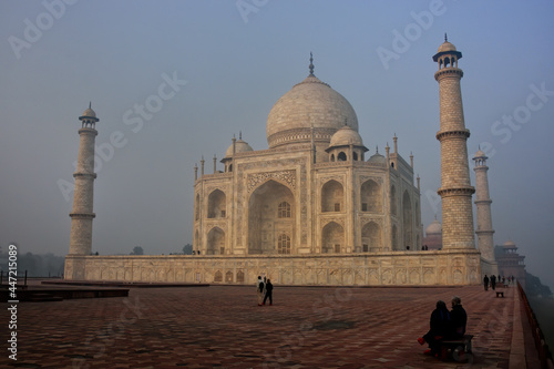 Taj Mahal in early morning fog, Agra, Uttar Pradesh, India.
