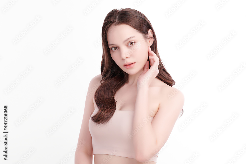 Beautiful young asian woman with clean fresh skin on white background, Face care, Facial treatment, Cosmetology, beauty and spa, Asian women portrait. Beautiful young asian woman with clean fresh skin on white background, Face care, Facial treatment, Cosmetology, beauty and spa, Asian women portrait.
