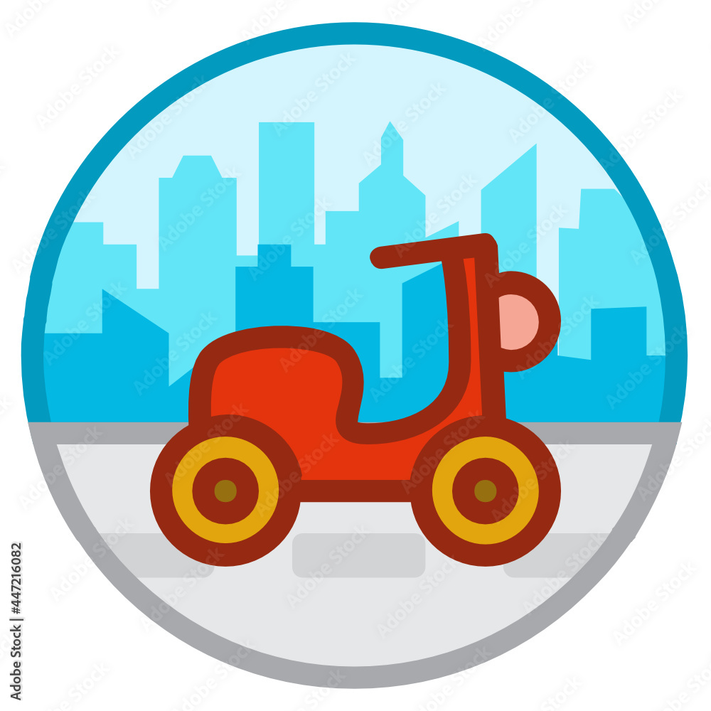 Motorbike ,City Tourism filled outline icon.