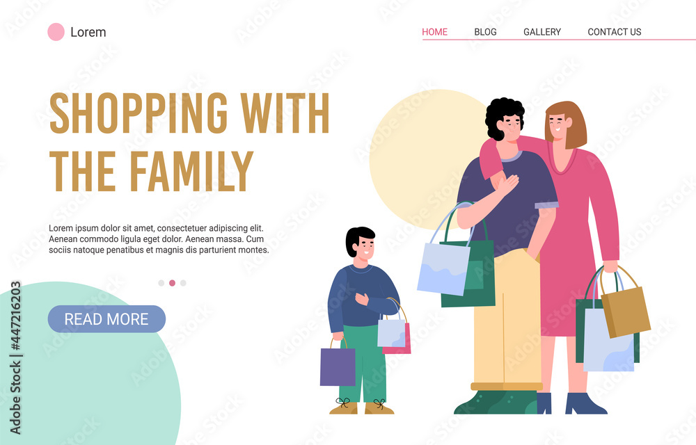 Vector web banner for weekend or holiday family shopping. Vector web banner for weekend or holiday family shopping.