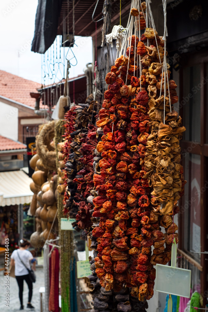 Fototapeta premium traditionally dried aubergines, eggplants and bell peppers.
