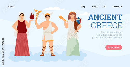 Olympian god and goddesses ancient greek mythology - hermes, demeter and hestia.