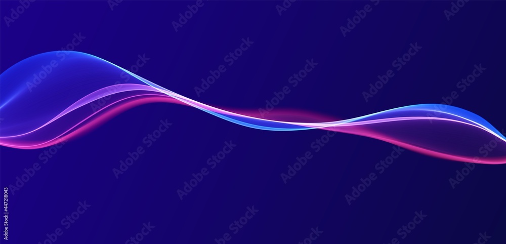 Obraz premium Abstract blue and red lines background. Flow dynamic wave. Digital data structure. Future mesh or sound wave. Motion visualization. Magic vector illustration.