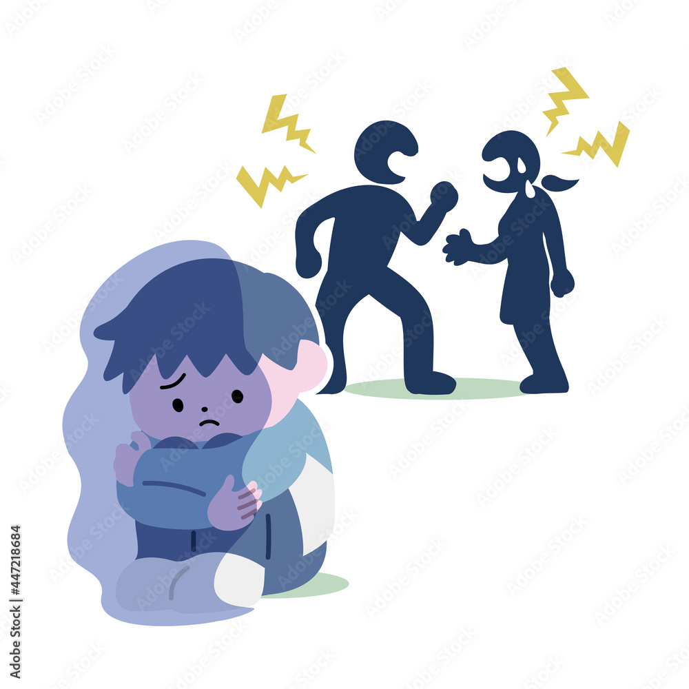 喧嘩する親と 隅にいる男の子 Stock Vector Adobe Stock