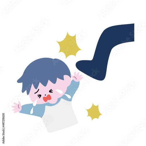虐待を受け泣き叫ぶ男の子