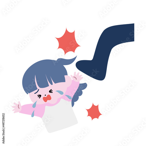 虐待を受け泣き叫ぶ女の子