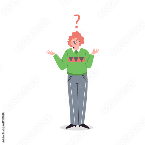 Man makes decision, chooses right direction in flat cartoon style