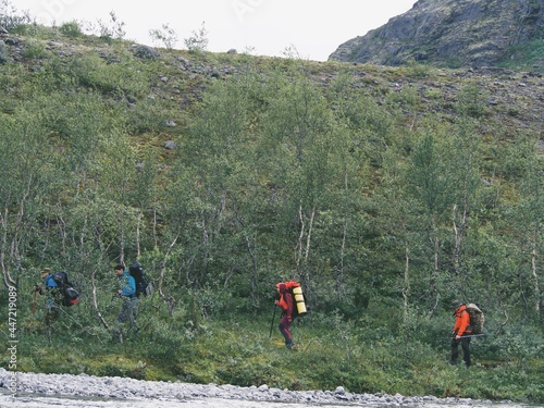 a group of tourists on a hike