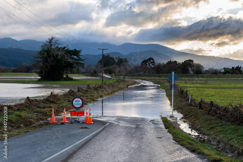 Flooding closes road Marlborough New Zealand