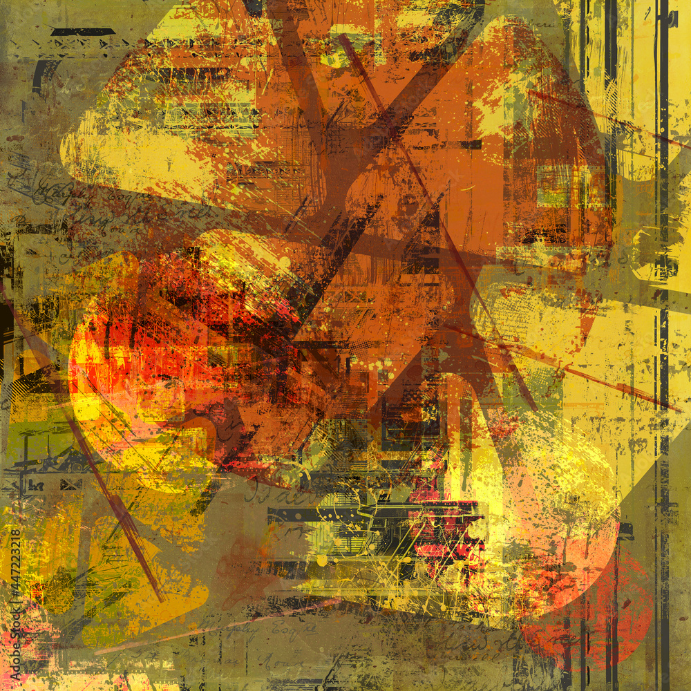Fototapeta premium Abstract geometrical digital artwork with grunge and textured elements