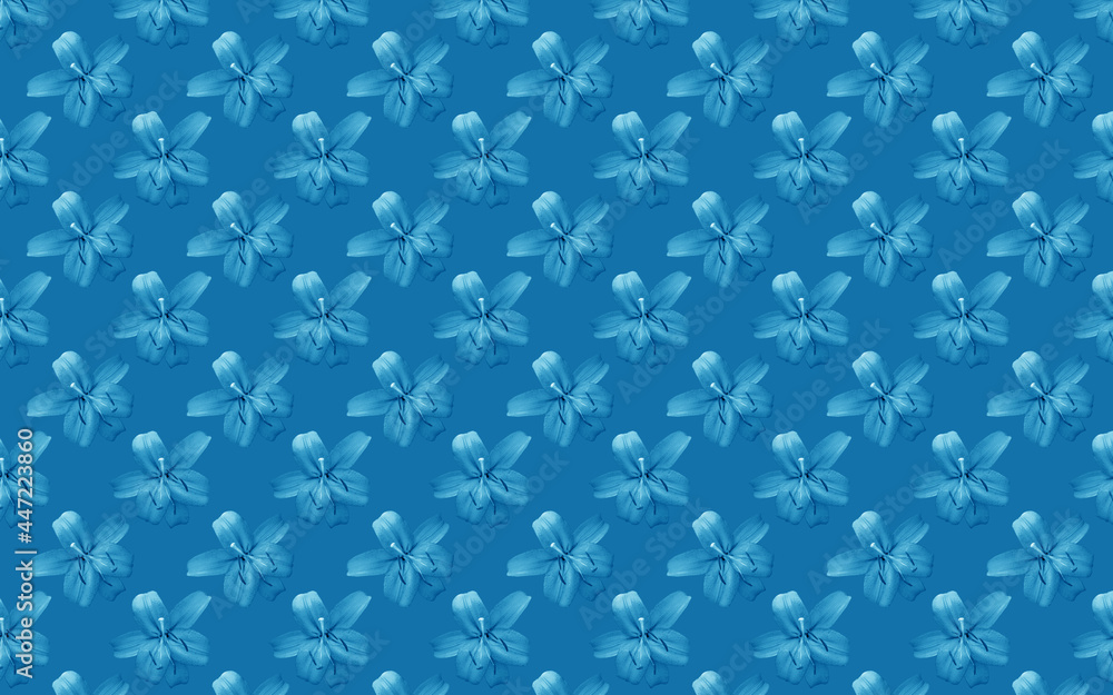 Beautiful flowers lilies. Seamless pattern of Lily flower bloom. Floral natural background.