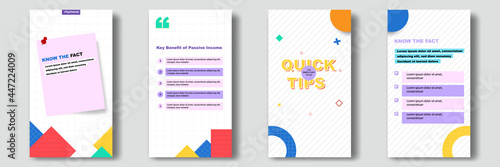 Social media tutorial, tips, trick, did you know post stories horizontal banner layout template with geometric background, memphis pattern design element in colorful color