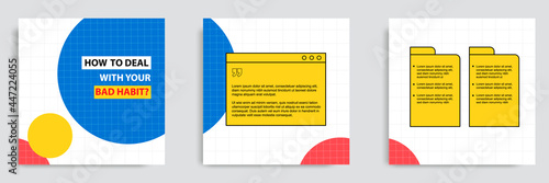 Social media tutorial, tips, trick, did you know post banner layout template with geometric pattern background and folder bubble message design element in colorful fun color.