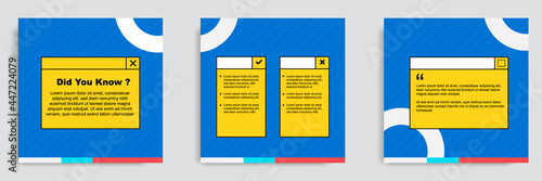 Social media tutorial, tips, trick, did you know post banner layout template with geometric pattern background and folder bubble message design element in colorful fun color.
