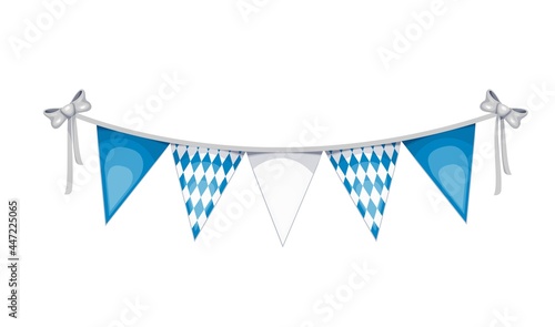 Garland buntings of Bavarian flag. Decorations of beer festival Oktoberfest. Vector illustration.
