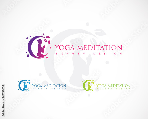 yoga logo creative care beauty meditation logo concept