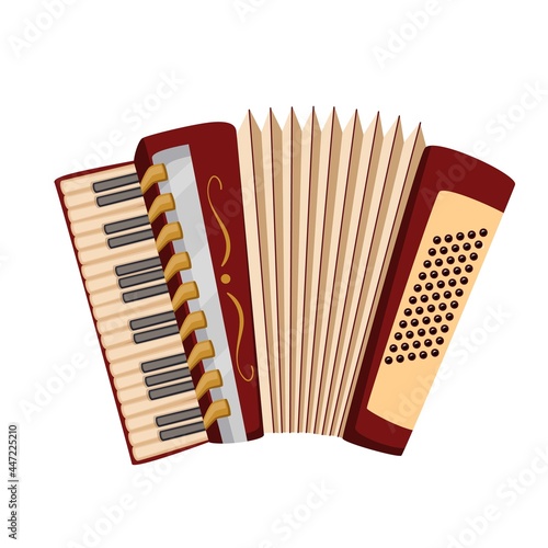 Accordion, musical instrument of beer festival Oktoberfest. Vector illustration.