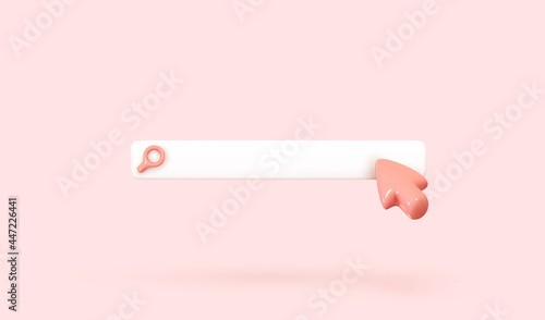 Search bar template for website. Navigation search for browser. Realistic 3d arrow, cursor. Vector illustration
