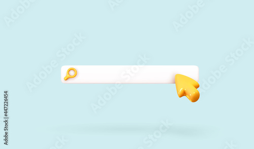 Search bar template for website. Navigation search for browser. Realistic 3d arrow, cursor. Vector illustration