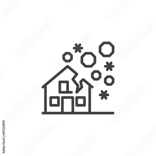 Hail damage house line icon